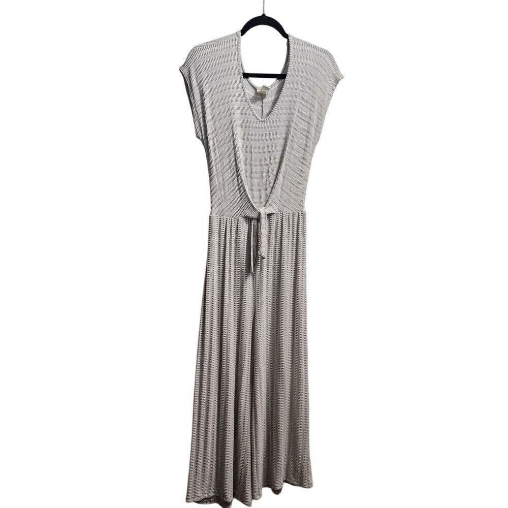 Caution To The Wind Jumpsuit Maxi Dress Striped Tie Waist Casual Large